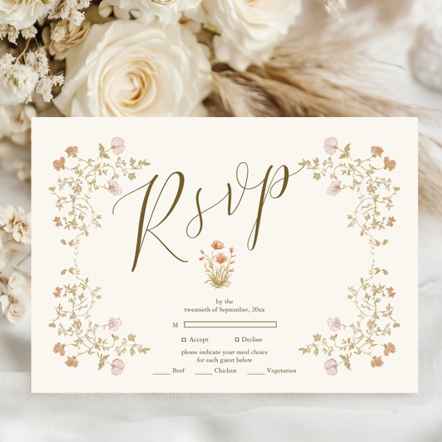 Tarjeta De Confirmación De Asistencia Boda del marco antiguo floral de Rococo (Subido por el creador)