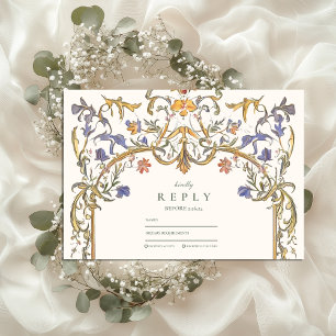 Tarjeta De Confirmación De Asistencia Boda del marco floral de la Gracia Ornate Victoria