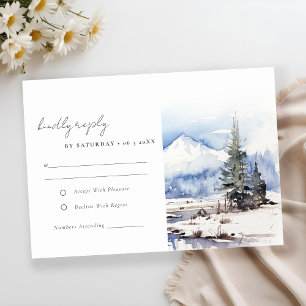 Tarjeta De Confirmación De Asistencia Boda del Paisaje de Esquí de la Montaña de la Niev