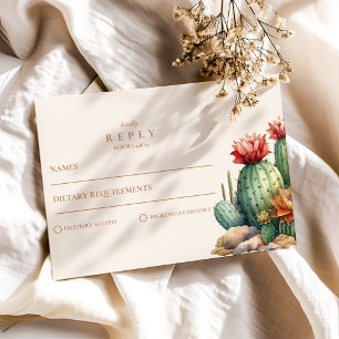 Tarjeta De Confirmación De Asistencia Boda del paisaje del desierto de Cactus en color d