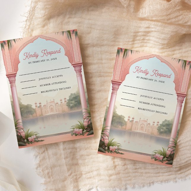 Tarjeta De Confirmación De Asistencia Boda del Palacio Real Indio de Floral Rosa (Subido por el creador)