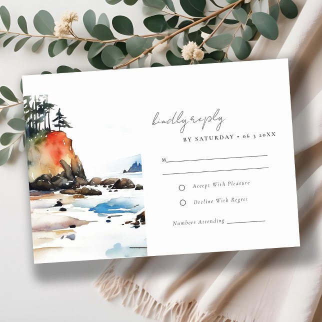 Tarjeta De Confirmación De Asistencia Boda del Parque Nacional Olímpico de Ruby Beach mo (Subido por el creador)