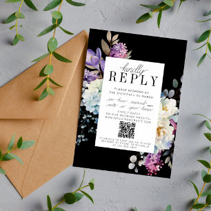 Tarjeta De Confirmación De Asistencia Boda del sitio web Romantic Floral Moody Dark