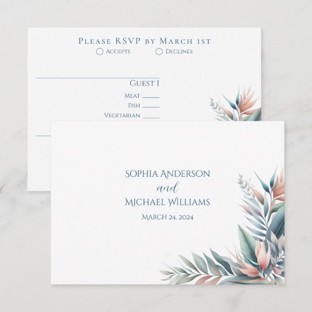 Tarjeta De Confirmación De Asistencia Boda del sueño tropical acuático (Anverso / Reverso)