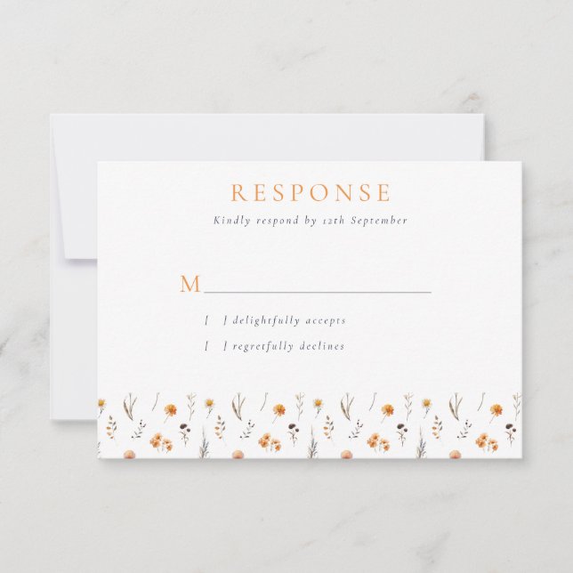 Tarjeta De Confirmación De Asistencia Boda Delicada Fall Sunflowers & Wildflowers (Anverso)