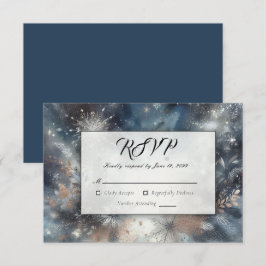 Tarjeta De Confirmación De Asistencia Boda Destello de Medianoche Invernal Celestial
