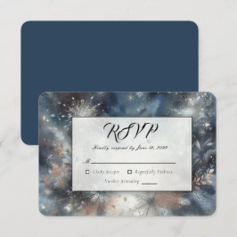 Tarjeta De Confirmación De Asistencia Boda Destello de Medianoche Invernal Celestial