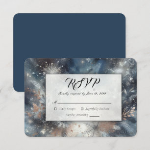 Tarjeta De Confirmación De Asistencia Boda Destello de Medianoche Invernal Celestial