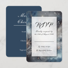 Tarjeta De Confirmación De Asistencia Boda Destello de Medianoche Invernal Celestial