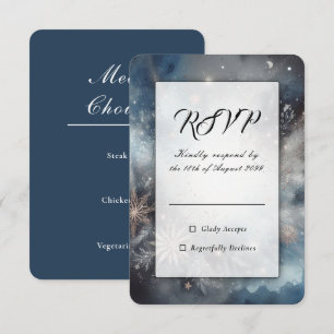 Tarjeta De Confirmación De Asistencia Boda Destello de Medianoche Invernal Celestial