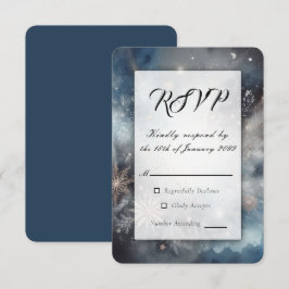 Tarjeta De Confirmación De Asistencia Boda Destello de Medianoche Invernal Celestial