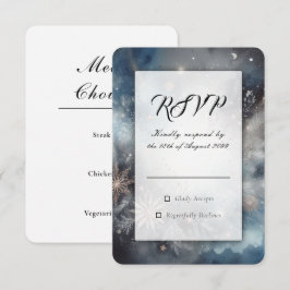 Tarjeta De Confirmación De Asistencia Boda Destello de Medianoche Invernal Celestial