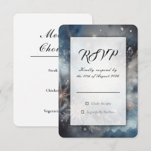 Tarjeta De Confirmación De Asistencia Boda Destello de Medianoche Invernal Celestial