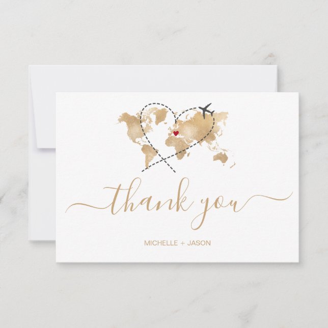 Tarjeta De Confirmación De Asistencia Boda Destino Passport World Map Gracias (Anverso)