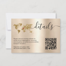 Tarjeta De Confirmación De Asistencia Boda Destino World Map Detalles del código QR