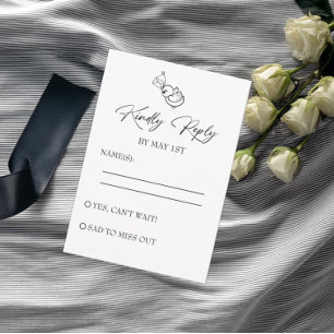 Tarjeta De Confirmación De Asistencia Boda dibujado de mano negra y blanca