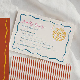 Tarjeta De Confirmación De Asistencia Boda Disco Retro