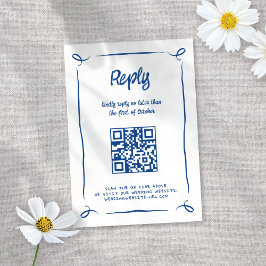 Tarjeta De Confirmación De Asistencia Boda divertido dibujado a mano azul brillante