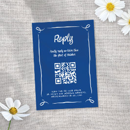 Tarjeta De Confirmación De Asistencia Boda divertido dibujado a mano azul brillante