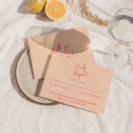 Tarjeta De Confirmación De Asistencia Boda divertido y divertido retro fantástico rosado