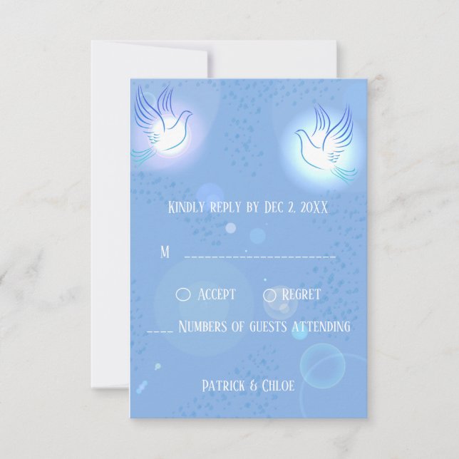 Tarjeta De Confirmación De Asistencia Boda Dobe Blue Lighting (Anverso)