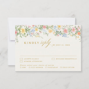 Tarjeta De Confirmación De Asistencia Boda dorada de jardín ornamental pastel suave de p