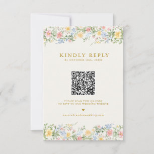 Tarjeta De Confirmación De Asistencia Boda dorada de jardín ornamental pastel suave de p