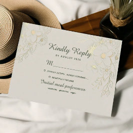 Tarjeta De Confirmación De Asistencia Boda dorada elegante vintage 