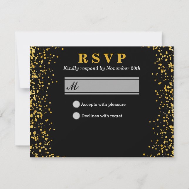 Tarjeta De Confirmación De Asistencia Boda dorado (Anverso)