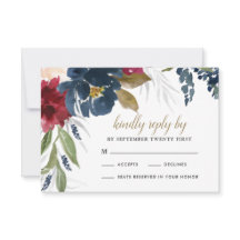 Boda dorado rosado Rubor Blue Burgundy de la Marin