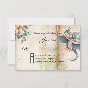 Tarjeta De Confirmación De Asistencia Boda Dragon de cuento de hadas