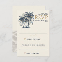 Tarjeta De Confirmación De Asistencia Boda Dreamy Blue Palm Trees