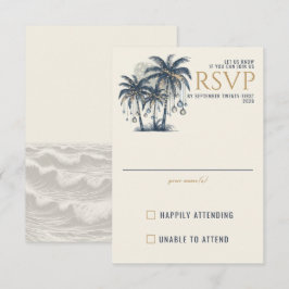 Tarjeta De Confirmación De Asistencia Boda Dreamy Blue Palm Trees