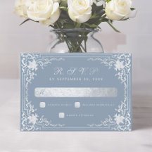 Boda Dusty Blue Elegant Vintage Faux Silver
