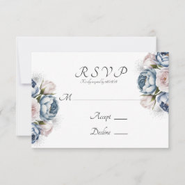 Tarjeta De Confirmación De Asistencia Boda Dusty Blue & White Peony