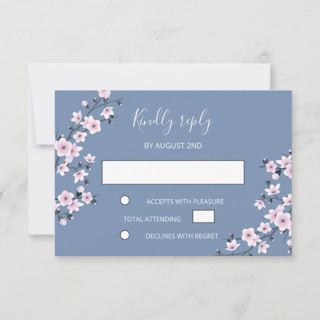 Tarjeta De Confirmación De Asistencia Boda Dusty Pink Cherry Blossom (Anverso)