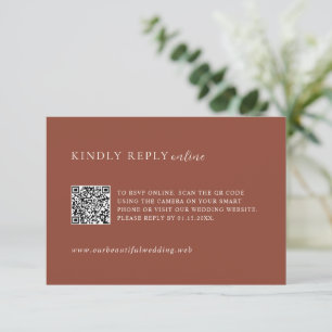 Tarjeta De Confirmación De Asistencia Boda Editorial Moderno Código QR Cobre Rústico