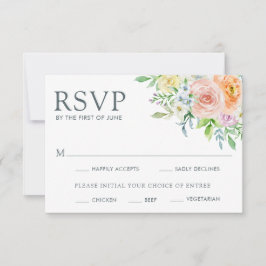 Tarjeta De Confirmación De Asistencia Boda Elección de Comida Floral Pastel