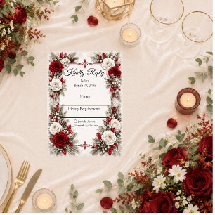 Tarjeta De Confirmación De Asistencia Boda Elegancia de Bayas de Invierno Romántico