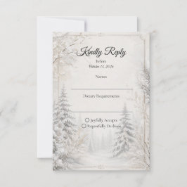 Tarjeta De Confirmación De Asistencia Boda Elegancia Invernal Atemporal del Bosque