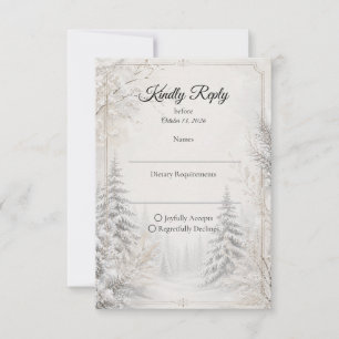 Tarjeta De Confirmación De Asistencia Boda Elegancia Invernal Atemporal del Bosque