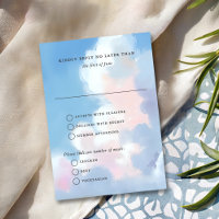 Boda Elegante Cielo Azul Pintado Nubes Rosadas Hin