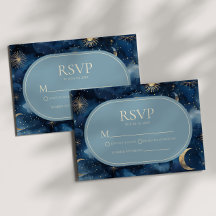 Boda Elegante Cielo Estrellado Celeste Dorado Azul