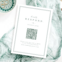 Boda elegante con código QR de clase oro en salvia