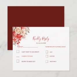 Tarjeta De Confirmación De Asistencia Boda elegante con rosas rojas y marfil