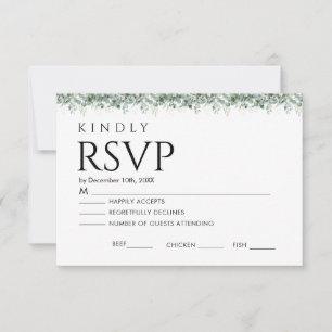 Tarjeta De Confirmación De Asistencia Boda elegante con vegetación de eucalipto
