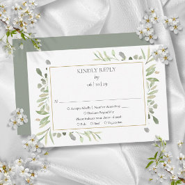 Tarjeta De Confirmación De Asistencia Boda elegante con vegetación en acuarela