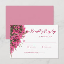 Boda elegante de acuarela con buganvilla rosa