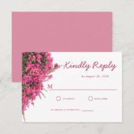 Tarjeta De Confirmación De Asistencia Boda elegante de acuarela con buganvilla rosa