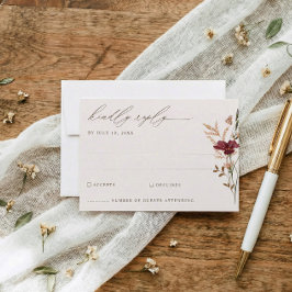 Tarjeta De Confirmación De Asistencia Boda Elegante de Acuarela de Flores Silvestres de
